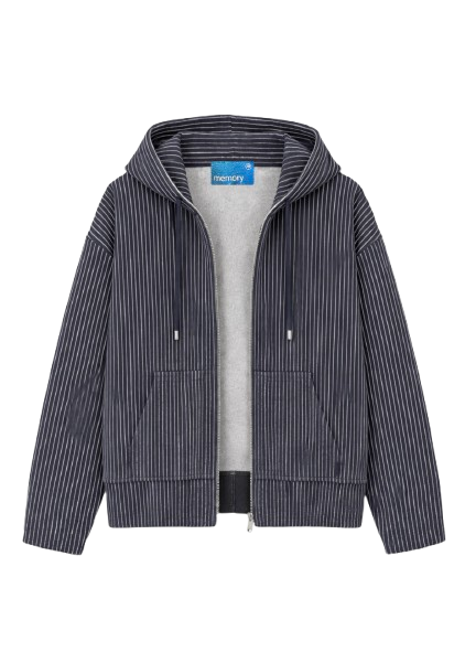 ZIP UP HOODED JACKET - NAVY