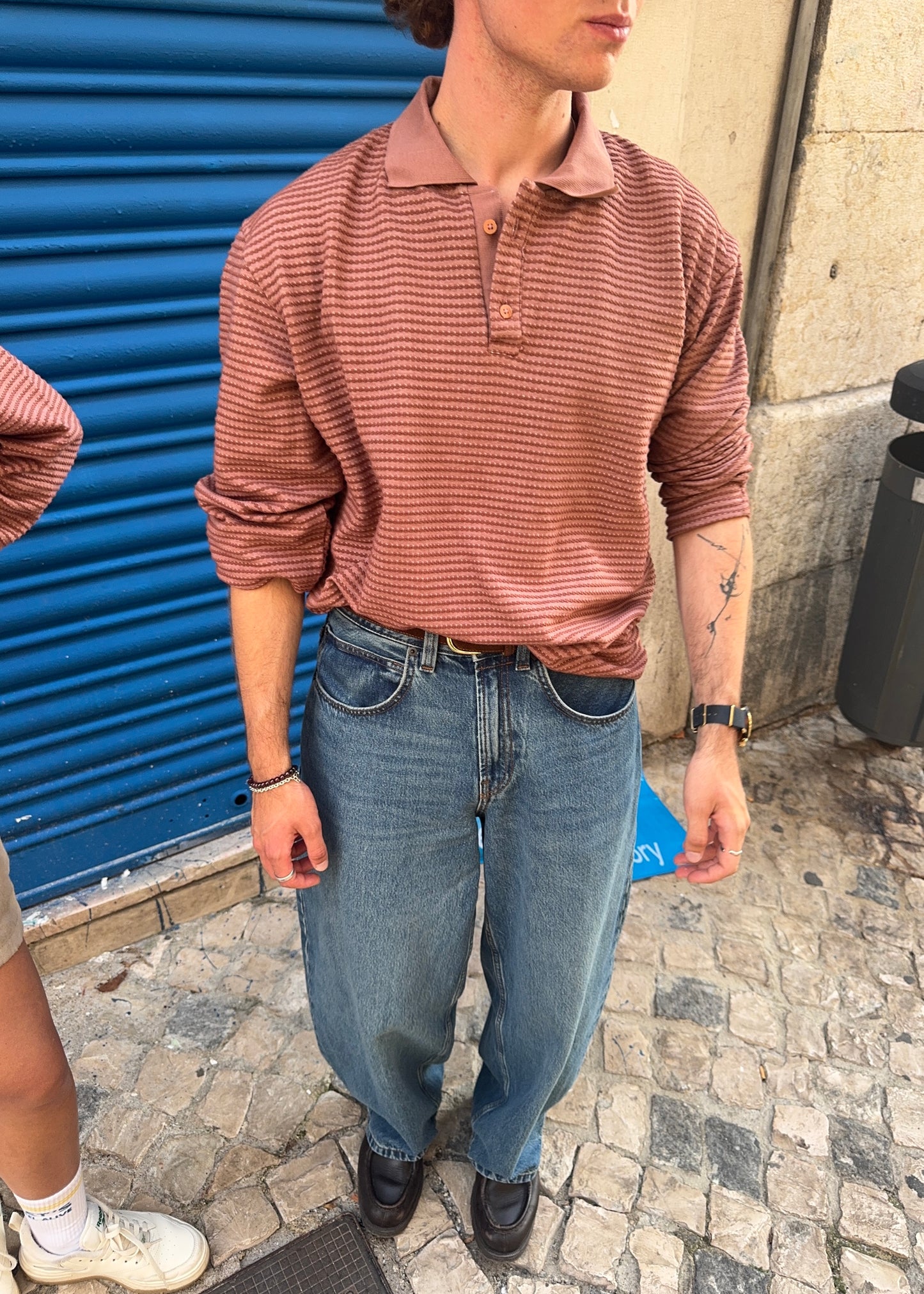 LONG SLEEVE POLO - BRICK