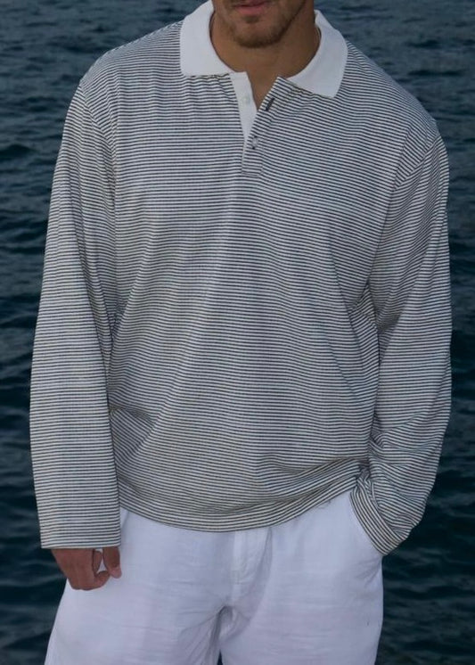 LONG SLEEVE POLO - CREAM